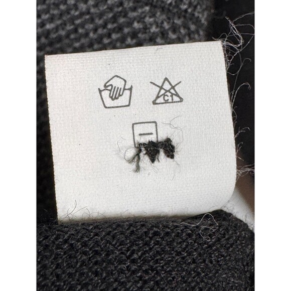 Vintage Modango Sweater Mens XL Black Gray Merino Wool Blend Long Sleeve Polo - Picture 14 of 15
